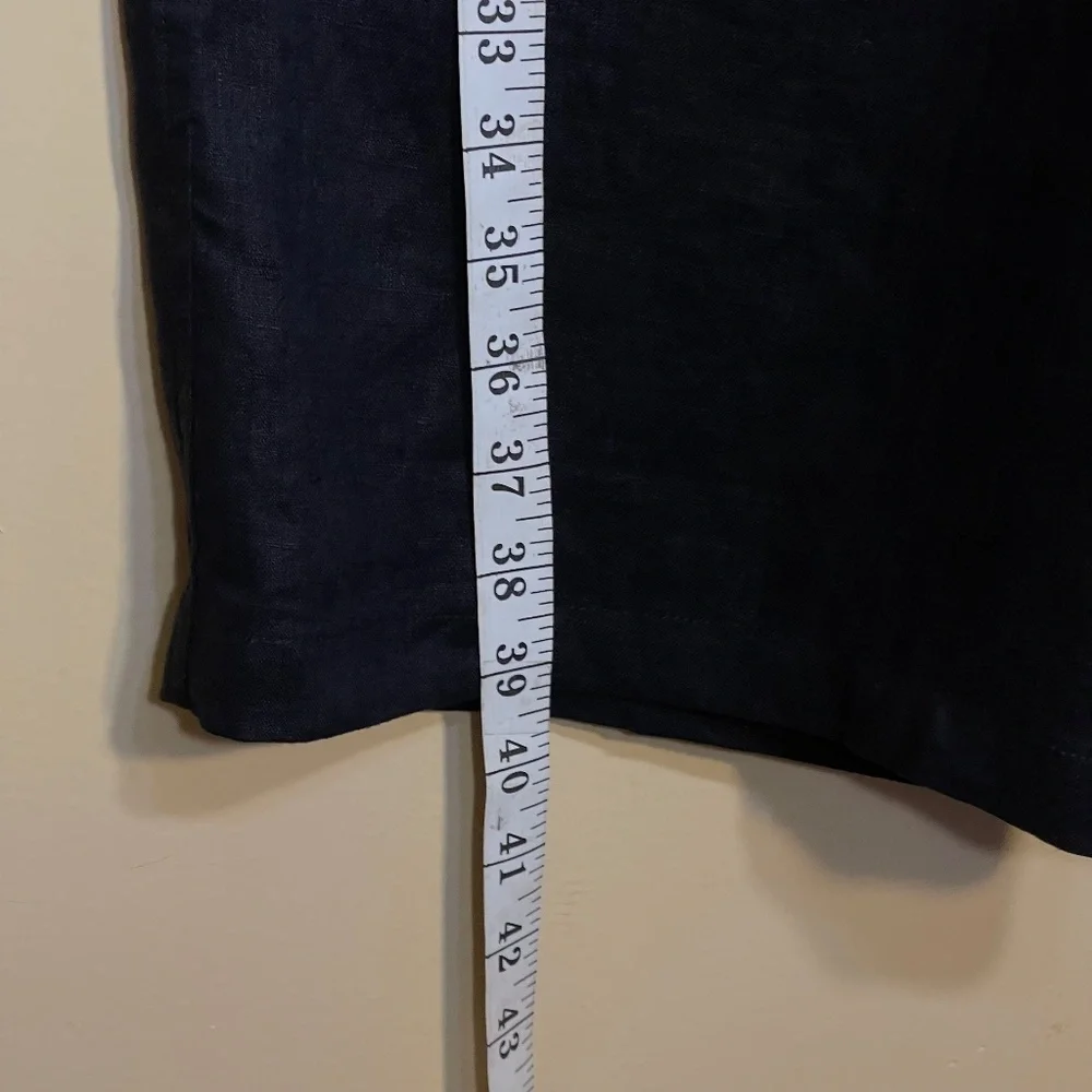 Black Linen Wide-Leg Cargo Pants